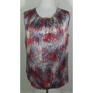 Tahari Arthur S Levine Tank Top Large Yolanda Abstract Multicolor Keyhole